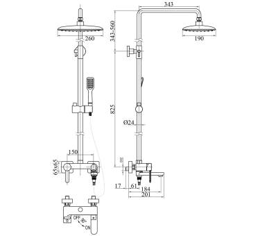 Душова система TOPAZ BARTS-TB 07102-H36-S