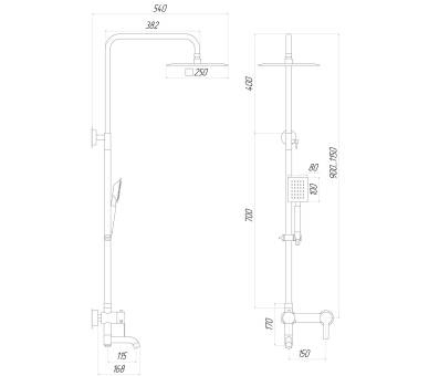 Душевая система Globus Lux ALPEN SBT1-SQ-02-304