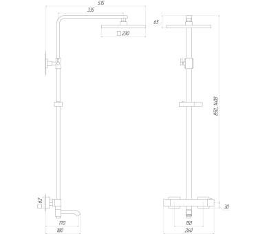 Душевая система Globus Lux Termostatic Q VAN-GLQ-0041T-BB