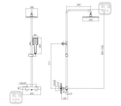 Душевая система BILOVEC BM 260 ABS+b без смесителя, Imprese