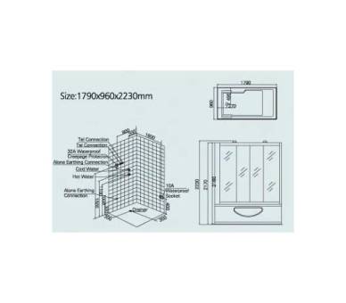 Гидромассажный паровой бокс Golston G-U697 черный 1790х960х2230 мм