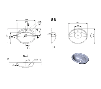 Умивальник Bianca Bowl 540