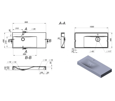Умывальник VIOLA 1000 L/R