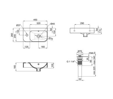 Умывальник Qtap Tern 450 L/R
