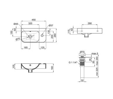 Умывальник Qtap Tern 450 L/R