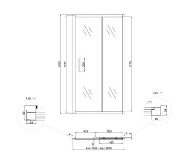 Дверь в нишу Życie SD100x185.CRM.FR стекло Frost 5мм, раздвижная Lidz
