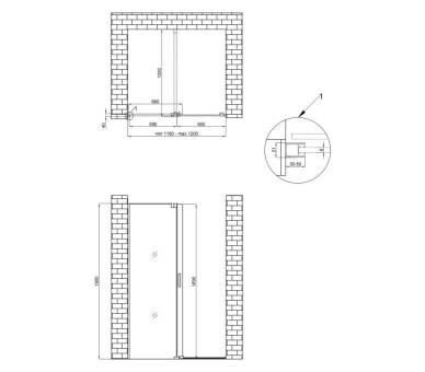 Стена Walk-In GLIDE 120x190