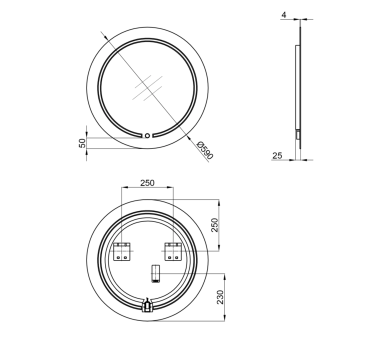 Зеркало Qtap Jay N с LED, 590х590