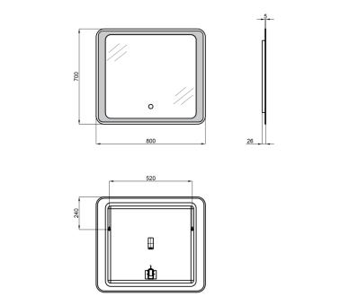 Зеркало Qtap Leo с LED, 800х700