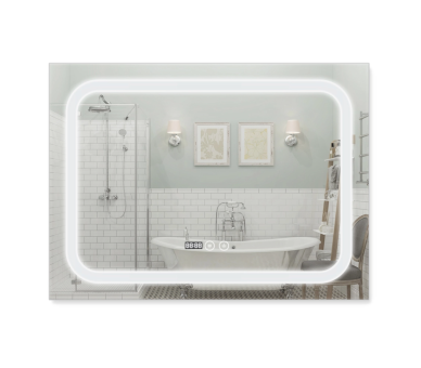 Дзеркало Qtap Mideya (DC-F906) з LED, годинник 800х600