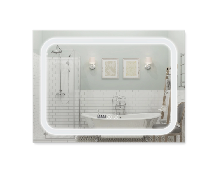 Дзеркало Qtap Mideya (DC-F906) з LED, годинник 800х600