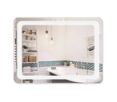 Дзеркало Qtap Mideya (DC-F908) з LED, годинник 800х600