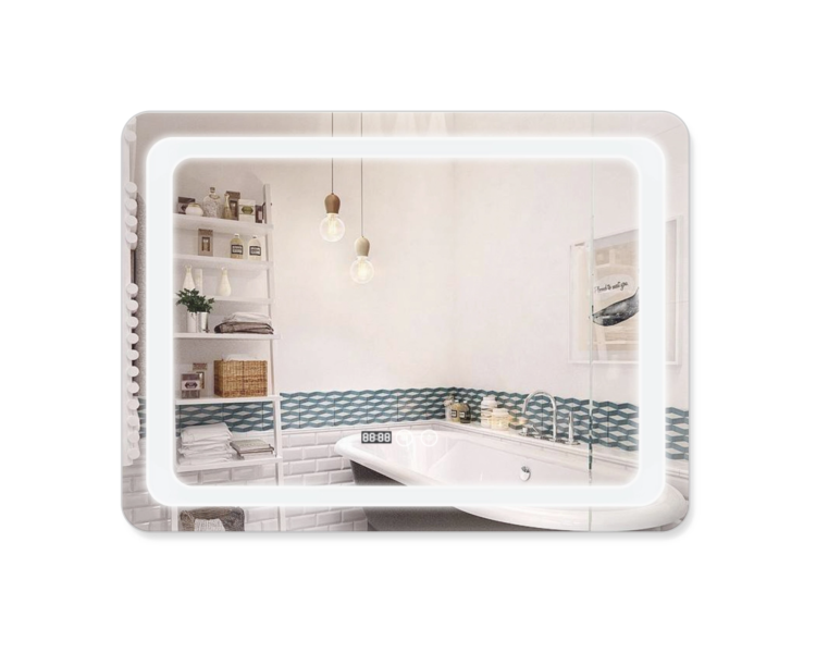 Дзеркало Qtap Mideya (DC-F908) з LED, годинник 800х600