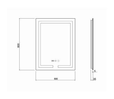 Дзеркало Qtap Mideya (DC-F936) з LED, годинник 500х800