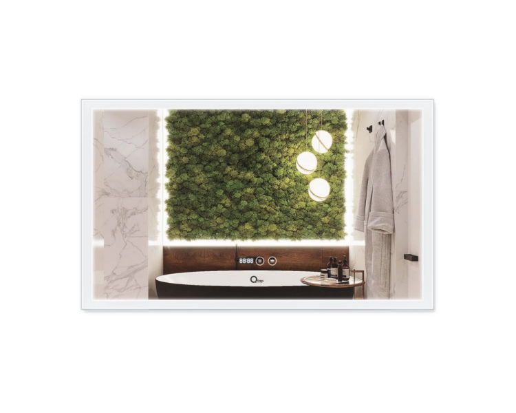 Дзеркало Qtap Mideya Classic з LED, годинник 1000х800