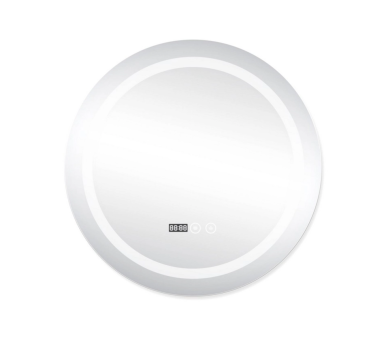 Зеркало Qtap Mideya с LED, часы 800х800