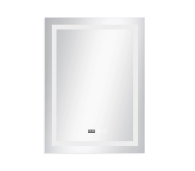 Зеркало Qtap Mideya с LED, часы 700х800