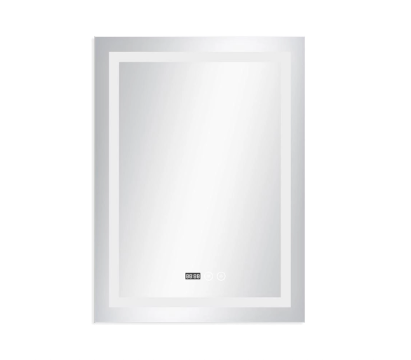 Зеркало Qtap Mideya с LED, часы 700х800
