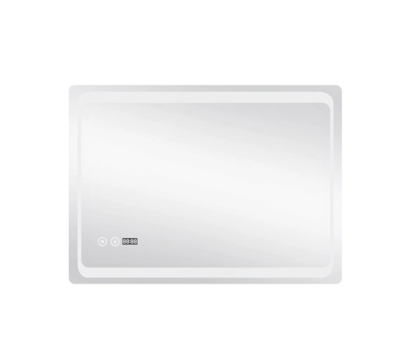 Зеркало Qtap Mideya с LED, часы 800х600