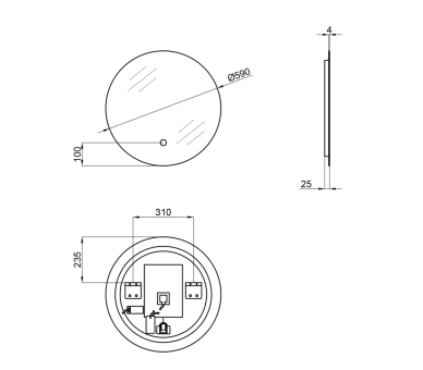Дзеркало Qtap Scorpio з LED, 590х590
