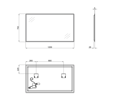 Зеркало Qtap Tern с LED, 1200х700