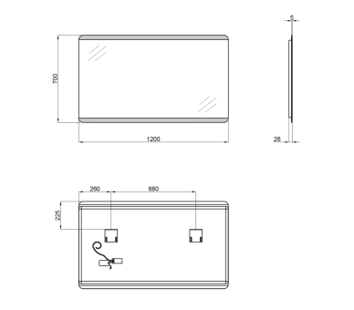 Зеркало Qtap Tern с LED, 1200х700