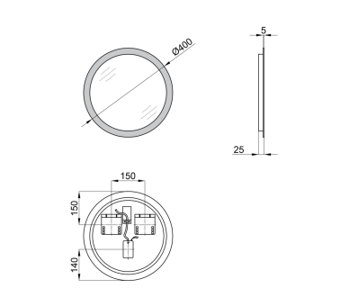 Зеркало Qtap Virgo с LED, 400х400