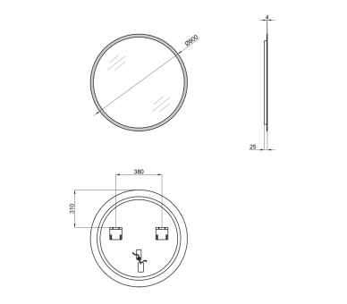 Зеркало Qtap Virgo с LED, 800х800