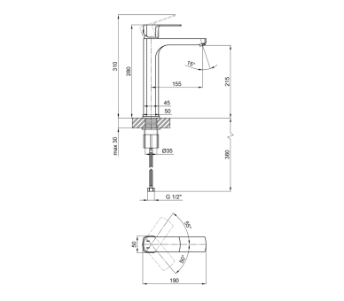 Змішувач для раковини високий Qtap Lipno Graphite