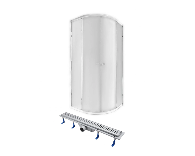 Душова кабіна PRESTO кут. мат. хром розпаш. 90х90 без піддону + Трап Dry FA304-700