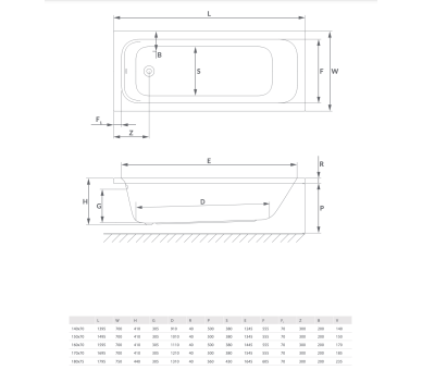 Акриловая ванна RADAWAY MIA 160x70 см.