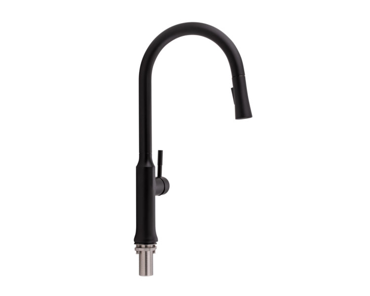 Смеситель для кухни выдвижной Qtap Baruska Black Matt