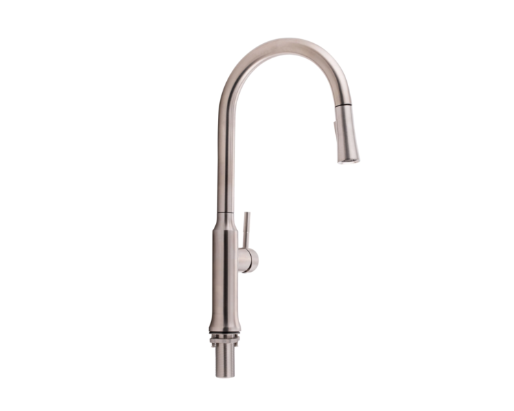Смеситель для кухни выдвижной Qtap Baruska Nickel PVD