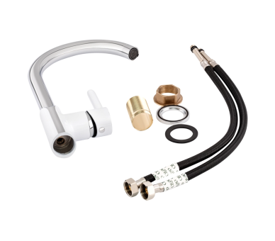 Змішувач для кухні Qtap Grand Chrome/White