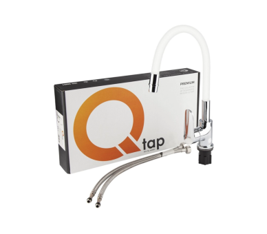 Смеситель для кухни гибкий Qtap Linea Chrome/White