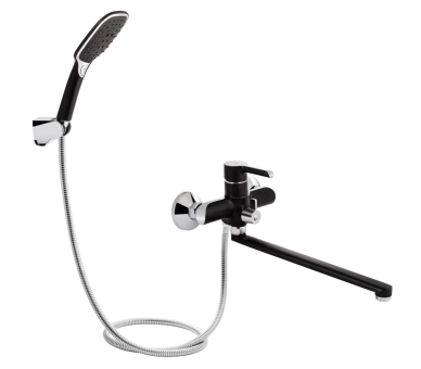 Смеситель для ванны длинный Qtap Grand Chrome/Black