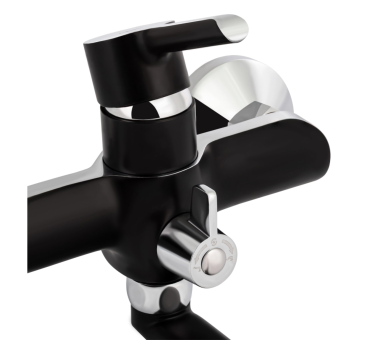 Смеситель для ванны длинный Qtap Grand Chrome/Black
