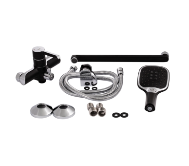 Смеситель для ванны длинный Qtap Grand Chrome/Black