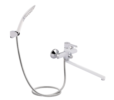 Змішувач для ванны довгий Qtap Grand Chrome/White