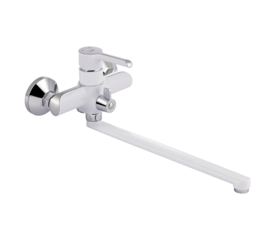 Змішувач для ванны довгий Qtap Grand Chrome/White