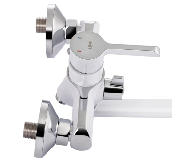 Змішувач для ванны довгий Qtap Grand Chrome/White