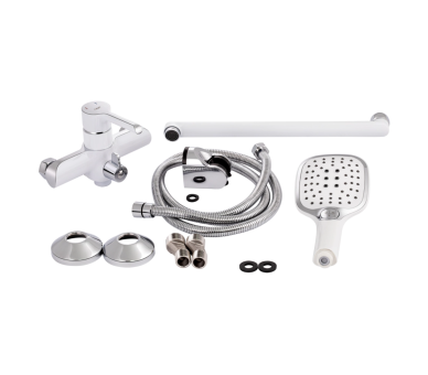 Смеситель для ванны длинный Qtap Grand Chrome/White