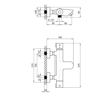 Смеситель для ванны с термостатом Qtap Inspai-Therm Chrome