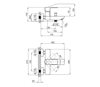 Змішувач для ванни Qtap Lipno Graphite