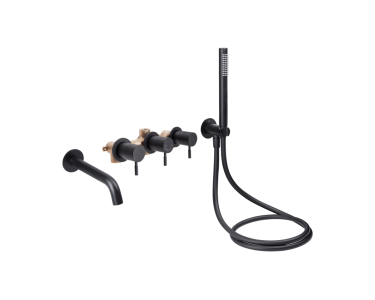 Смеситель для ванны скрытого монтажа Qtap Robin Black Matt