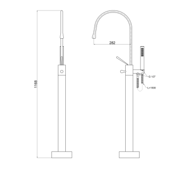 Смеситель для ванны напольный Qtap Virgo Black Matt