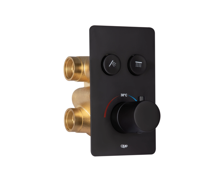 Смеситель скрытый 2 потр. термо. Qtap Votice Black Matt