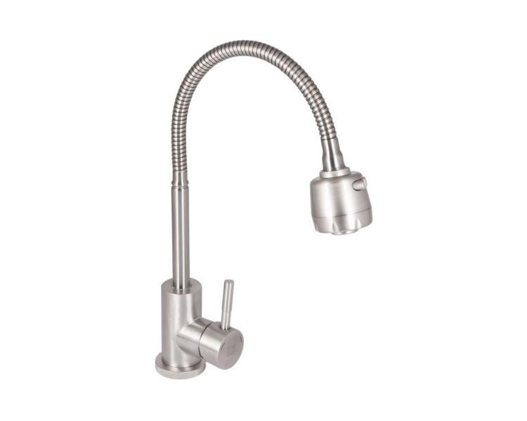 Змішувач для кухні гнучкий Lidz AriaF41 Nickel
