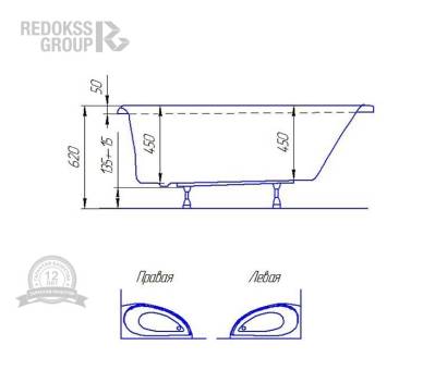 Акриловая ванна Redokss San Messina L/R 170x70