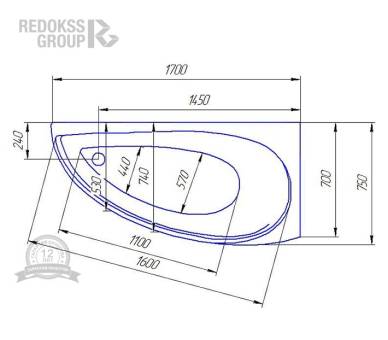 Акриловая ванна Redokss San Messina L/R 170x70